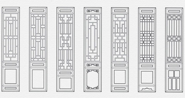 双牌常用中式仿古花窗图案隔断设计图