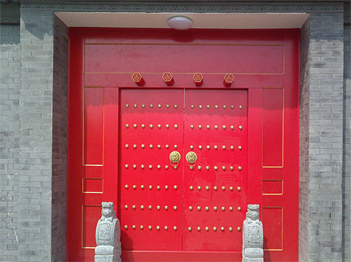 双牌中国传统四合院系列朱红色中式木制大门木作